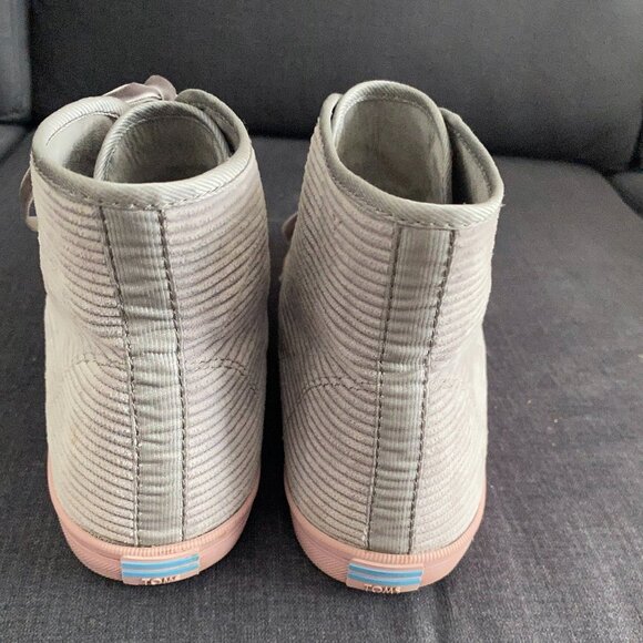 TOM'S Women’s High Sneakers Corduroy Gray Colour Size 9 Excellent Condition - Picture 4 of 6